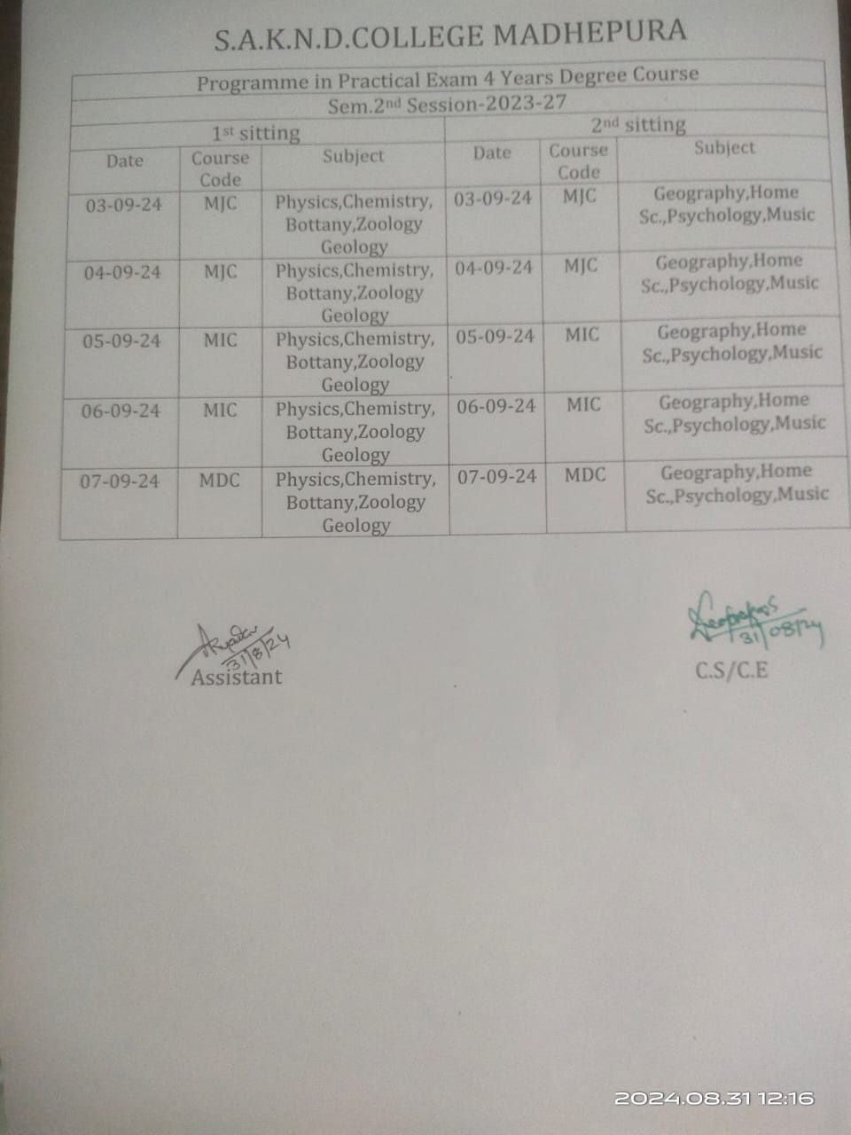 2nd sem june2023-24  Practical Date